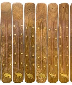 Wooden Ash Catcher Brass Inlay Elephant