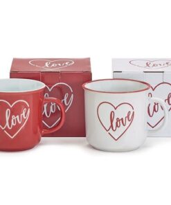 LOVE MUG ASSORTMENT IN RED AND WHITE