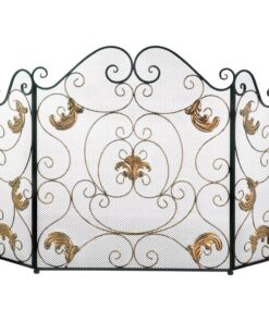 GOLD FLEUR-DE-LIS FIREPLACE SCREEN