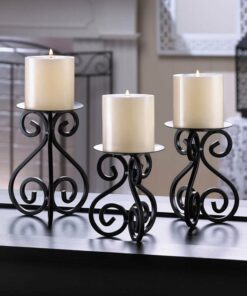 SCROLLWORK CANDLE STAND TRIO