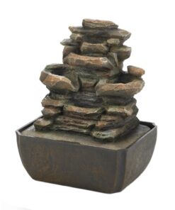 TIERED ROCK FORMATION TABLETOP FOUNTAIN