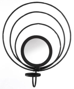 BLACK IRON MIRRORED WALL SCONCE