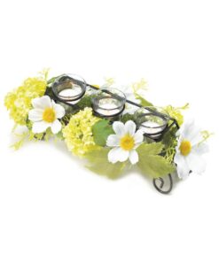 BLOOMING FAUX DAISY CANDLEHOLDER