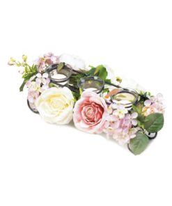 BLOOMING FAUX FLORAL CANDLEHOLDER