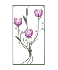 MAGENTA FLOWER THREE CANDLE WALL SCONCE