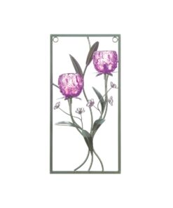MAGENTA FLOWER TWO CANDLE WALL SCONCE