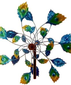 PEACOCK TAIL WINDMILL GARDEN STAKE