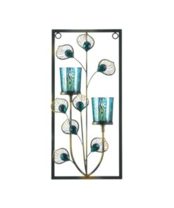 PEACOCK TWO CANDLE WALL SCONCE