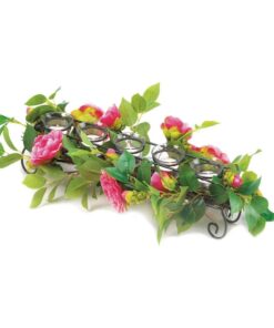 PINK FAUX FLORAL CANDLEHOLDER