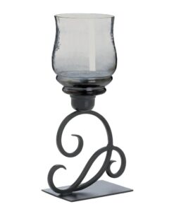 SMOKED GLASS CURSIVE CANDLE STAND