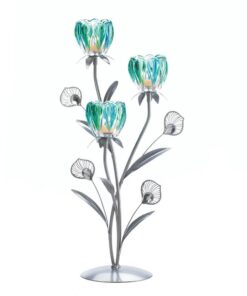 TRIPLE PEACOCK BLOOM CANDLEHOLDER