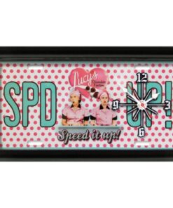 I LOVE LUCY CHOCOLATE SPEED IT UP LICENSE PLATE CLOCK